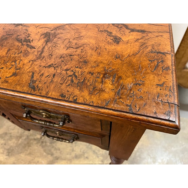 Antique Burl Wood Writing Desk/Vanity For Sale - Image 4 of 12