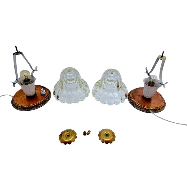 Goldenrod Murano Glass Lamps attributed to Barovier, 1950s, Set of 2 For Sale - Image 8 of 10