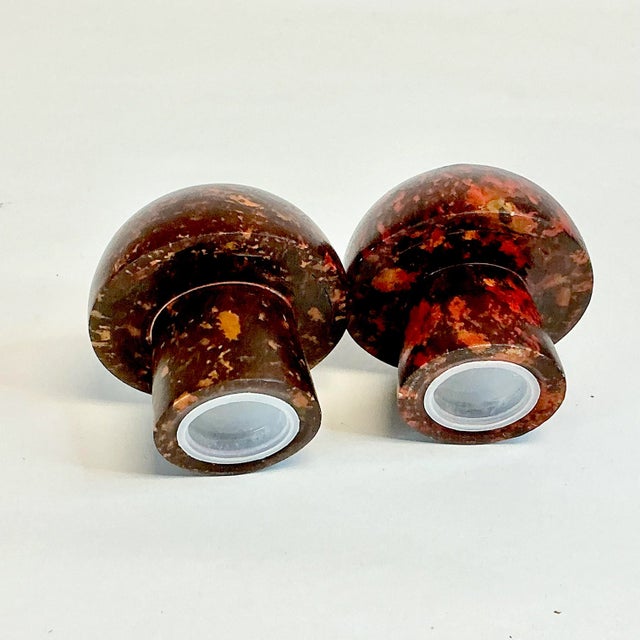 1970s Vintage Minimalism Italian Marble Mushroom Salt & Pepper Shakers - A Pair, Thanksgiving For Sale - Image 12 of 12