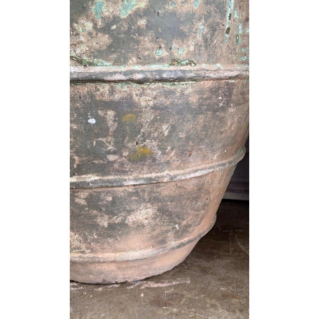 Mediterranean Barreal Jars - Verdigris Patinated Terracotta Olive Vassels For Sale - Image 16 of 17