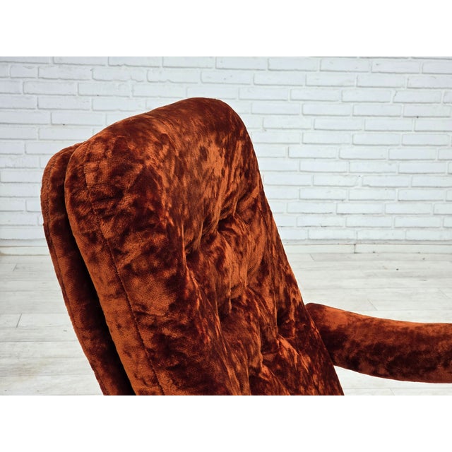 1970s Danish Lounge Chair in Velour and Bent Oak, 1970s For Sale - Image 5 of 18
