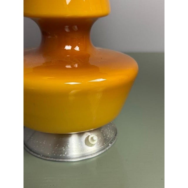 Metal Mid-Century Ochre Yellow Opaline Glass Table Lamp with Shade from Glasfabriek De Rupel, Belgium, 1960s For Sale - Image 7 of 13