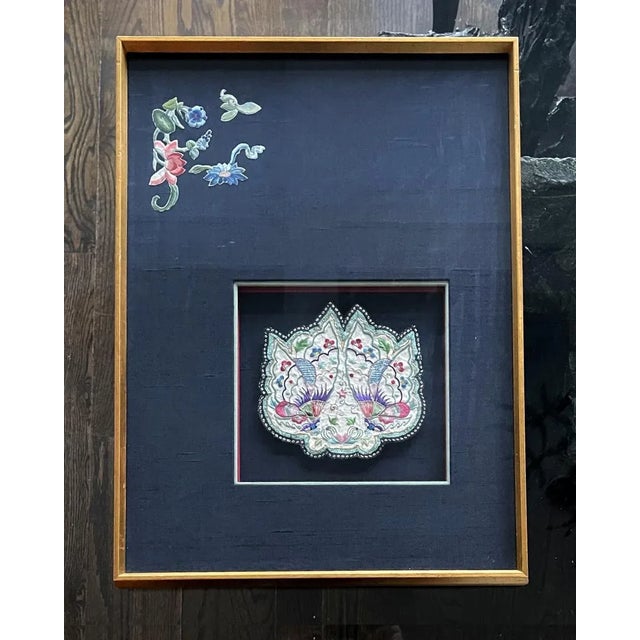 White Framed Antique Embroidered Purse Qing Dynasty Provenance For Sale - Image 8 of 10