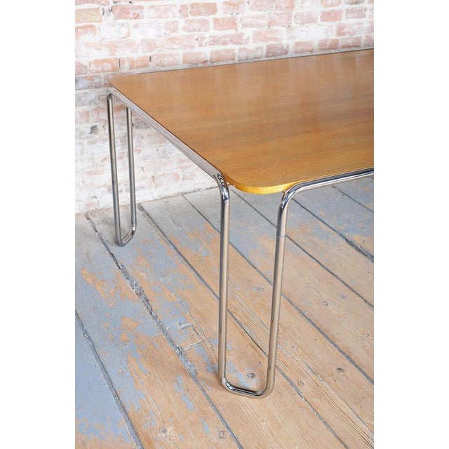 1930s Bauhaus Dining Table, attributed to R. Slezák, Chrome, Polished Oak, Czech, 1930s For Sale - Image 5 of 18
