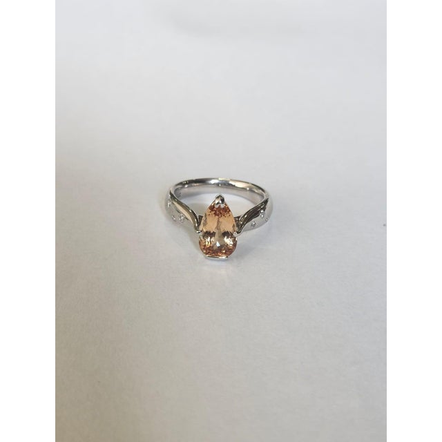 Modern Set in Platinium 900, 3.18 Carats, Imperial Topaz & Diamond Engagement Ring Size 7 For Sale - Image 3 of 13