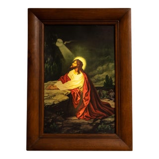 Vintage Backlit “Christ in Gethsemane” Wall Panel For Sale