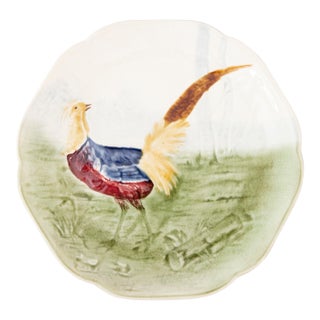 19th Century French Choisy Le Roi Majolica Pheasant Plate For Sale