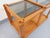 Vintage rectangular coffee table from the 1970s/80s, pine wood frame and magazine rack shelves, square smoked glass tops,...