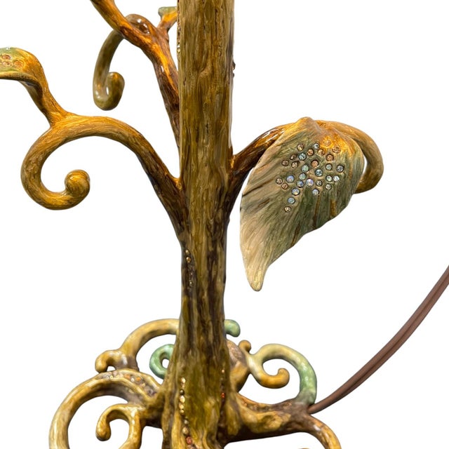 Metal 2007 Jay Strongwater Swarovski Crystal Enamel Bird Lamp, Signed For Sale - Image 7 of 14