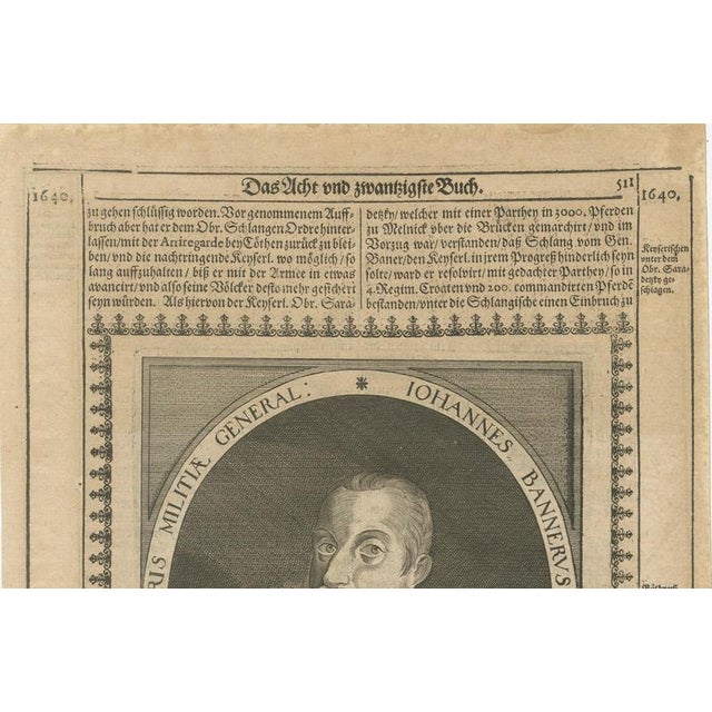 Baroque Johann Banér, Swedish General of the Thirty Years War, 1640, Engraving For Sale - Image 3 of 9