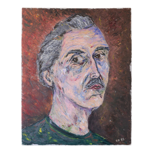 Vintage 80s Postmodern Man Portrait Painting