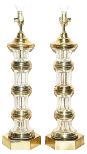 Large Vintage Glass Lighthouse Table Lamps, Set of 2