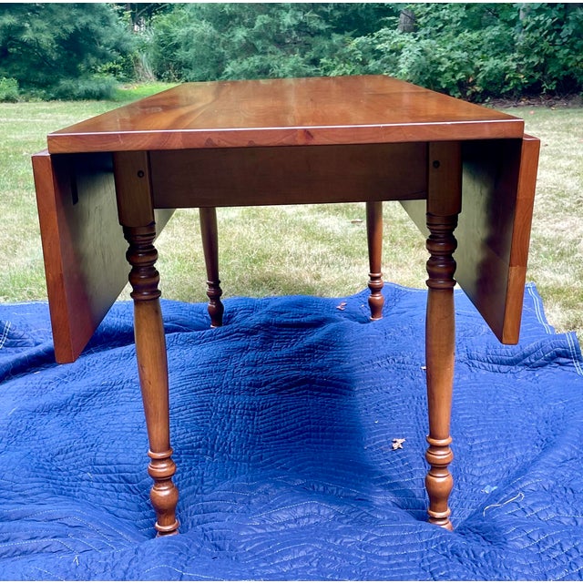 Auburn Vintage 1960 Mid-Century Leopold Stickley Solid Cherry Drop-Leaf Harvest Dining Table For Sale - Image 8 of 15