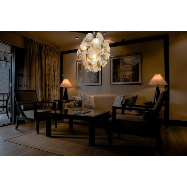 Vintage Italian Murano Chandelier with 24 Clear and Amber, 1980s For Sale - Image 12 of 15