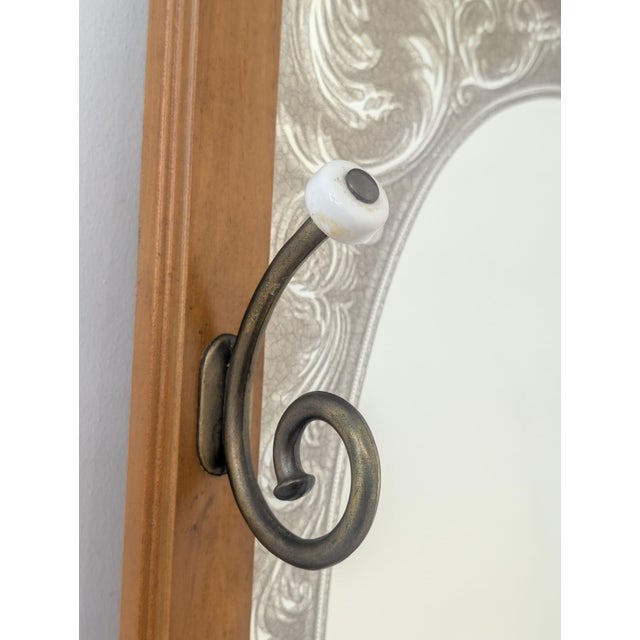 Wood Vintage Mirror with Hangers and Shelf, 1965 For Sale - Image 7 of 13