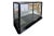 Early 20th century antique English museum display cabinet. Black painted wood. The doors open on both sides of the case.