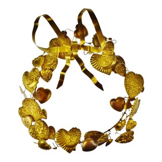 Vintage Petites Choses Valentine's Day Brass Hearts Wreath For Sale