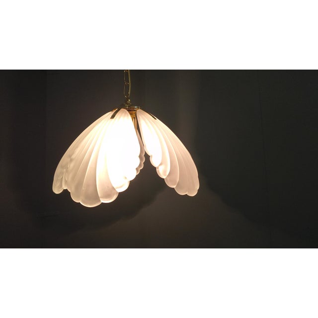 1970s Vintage Italian Glass and Brass Chandelier, 1970s For Sale - Image 5 of 16