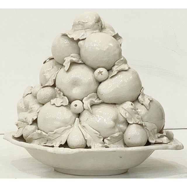 Italian Creamware Oval Centerpiece Basket With Mixed Fruit Top For Sale - Image 10 of 11