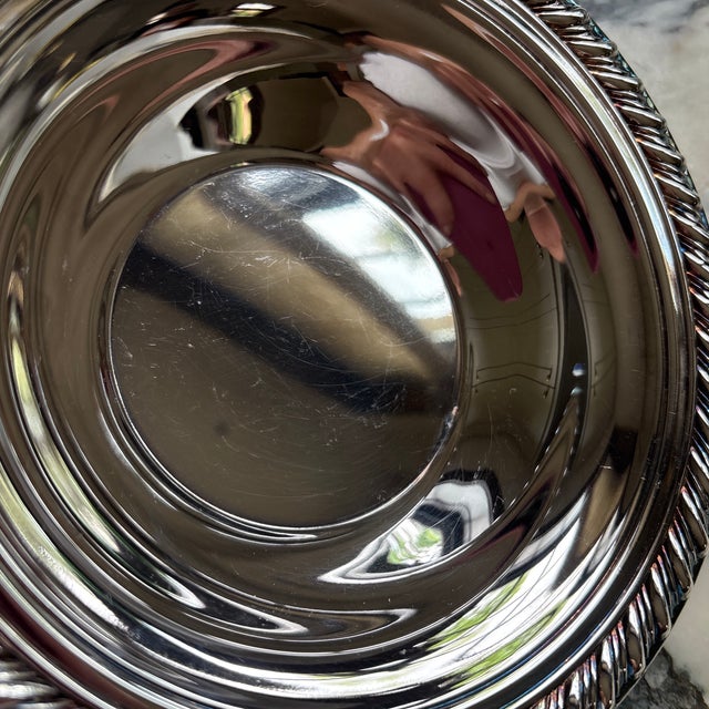 American Vintage 6.5" Silver Plate Bowl W/ Rope Rim Edge For Sale - Image 3 of 8