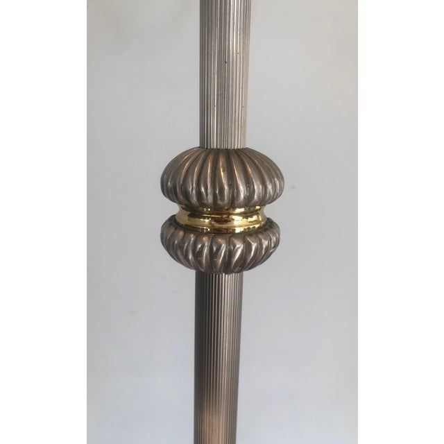 1940s Neoclassical 6-Light in Silver and Brass Floor Lamp For Sale - Image 10 of 12