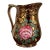 Antique 19th Century English Regency Staffordshire Copper Luster Pitcher With Relief Molded Pink Roses For Sale