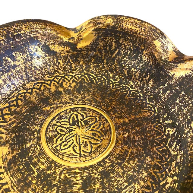 Stangl Pottery Black and Gold Flower Bowl For Sale In Charleston - Image 6 of 9