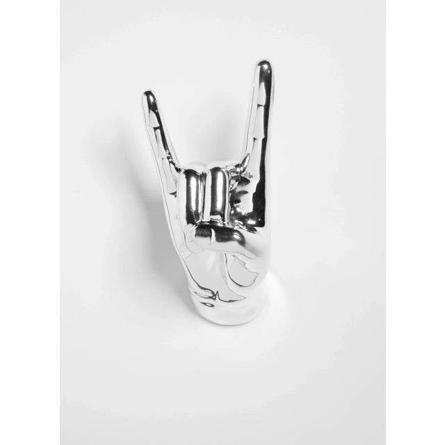 Interior Illusions Plus Silver Rock On Hand Wall Mount- 8.5" tall For Sale - Image 4 of 4