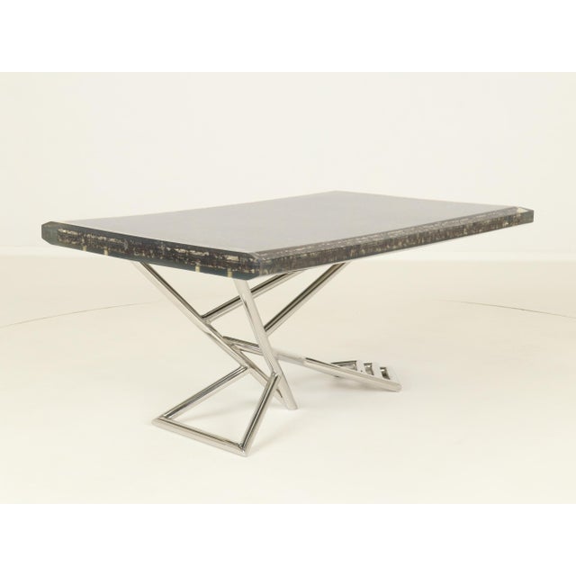 Coffee Table with Embedded Ants Nest in Resin and Stainless Steel by Bruno Helgen, Bali, 2000s For Sale - Image 9 of 18