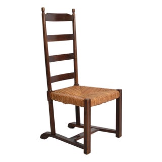 Low Wood and Straw Chair, 1950s For Sale