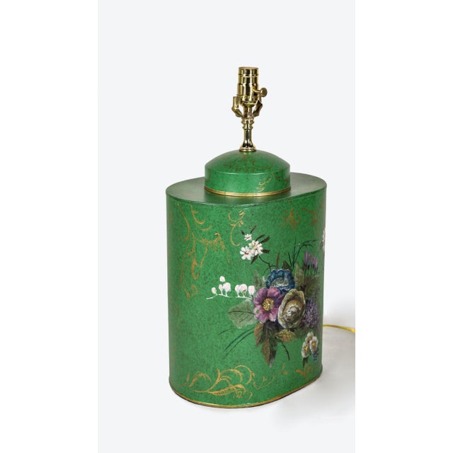 Metal A Pair Vintage English Export Chinoiserie Style Tea Caddy Lamp For Sale - Image 7 of 9