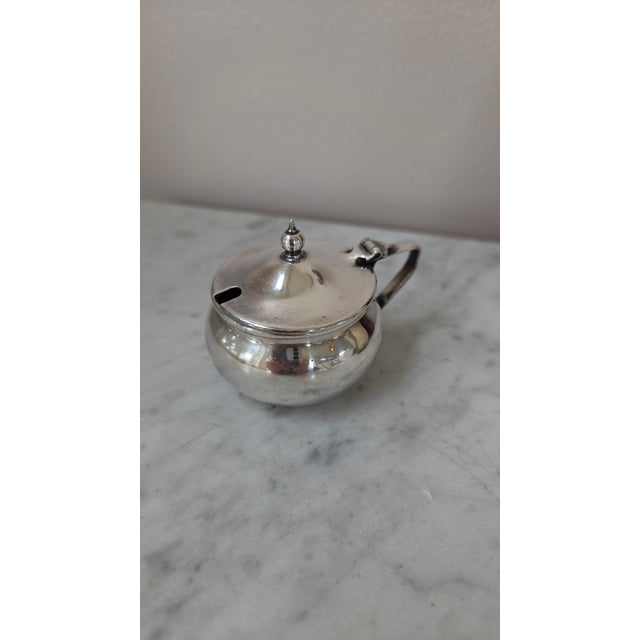 Early 20th Century Early 20th Century English Epns Silver-Plated Mustard Pot With Cobalt Blue Glass Liner For Sale - Image 5 of 17