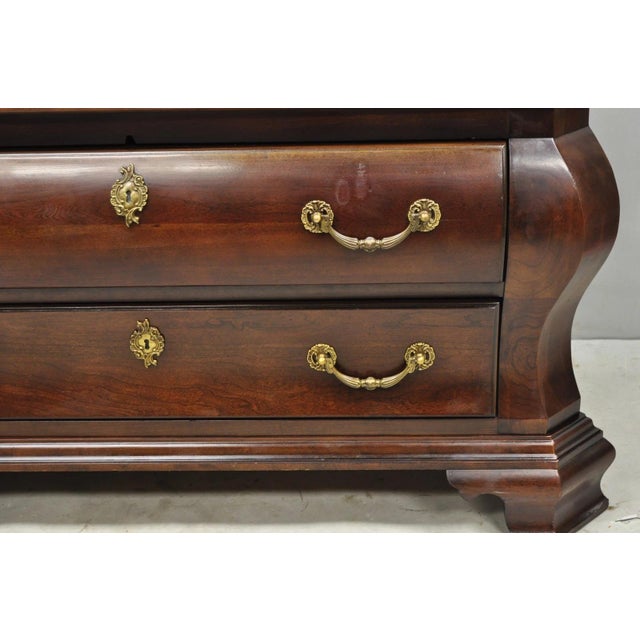 Late 20th Century Furniture Cardella Cherry Wood Bombe Armoire Wardrobe Dresser Tv Cabinet For Sale - Image 14 of 18