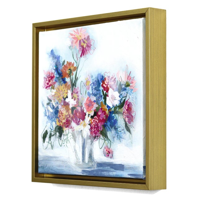 Pink and Blue, His and Hers - Framed Abstract Colorful Floral Still Life Original Artwork by Kellie Newsome For Sale In Los Angeles - Image 6 of 9