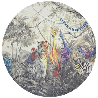 Nicolette Mayer Arcadia Tiger and Zebra Scene 16" Round Pebble Placemats, Set of 4 For Sale