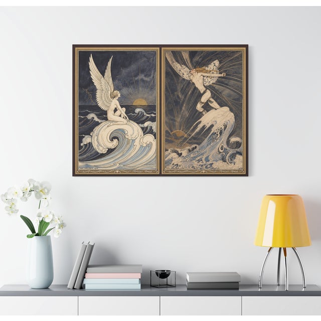 Atelier Aria Lumae Art Nouveau Symbolist Ethereal Figures Original Hybrid Fine Art Gallery Board Diptych Set For Sale - Image 10 of 14