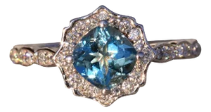 The 104th Avenue: Blue Topaz and Natural Diamond Ring in White Gold