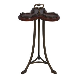Unusual Leather Rotating Top Brass Base Occasional Table For Sale