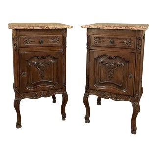Antique French Regence Marble Top Nightstands - a Pair For Sale