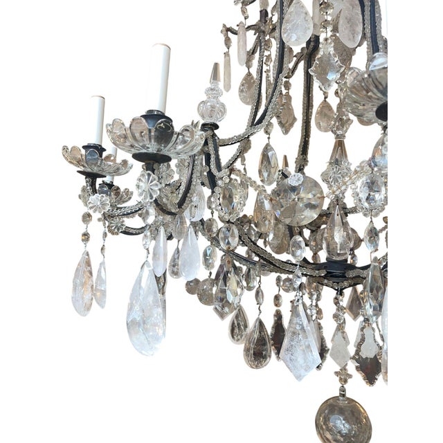 Early 20th Century Early 20th Century Venetian Wrought Iron, Rock Crystal & Cut Glass Chandelier For Sale - Image 5 of 8