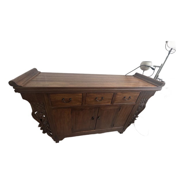 1990s Drexel Heritage Mandalay Carved Wood Sideboard / Buffet For Sale