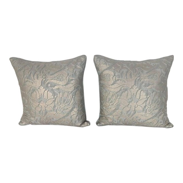Elegant Fortuny Textile Pillows in Cotton and Linen, Custom Design For Sale