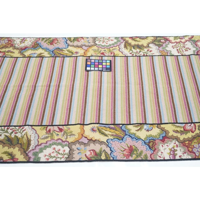 Blue Hand Knotted Needle Point Wool Rug 3'0" X 8'0" For Sale - Image 8 of 10