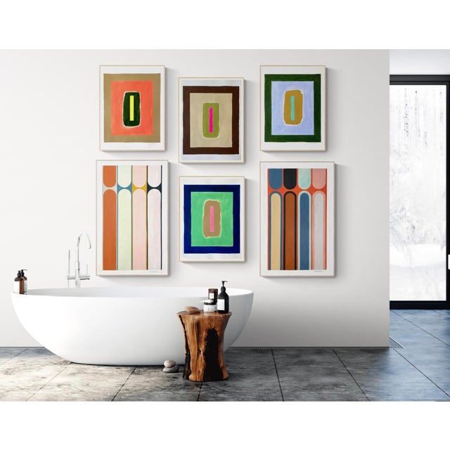 Mid-Century Modern Mixed Media Composition With Muted Tones For Sale - Image 3 of 5
