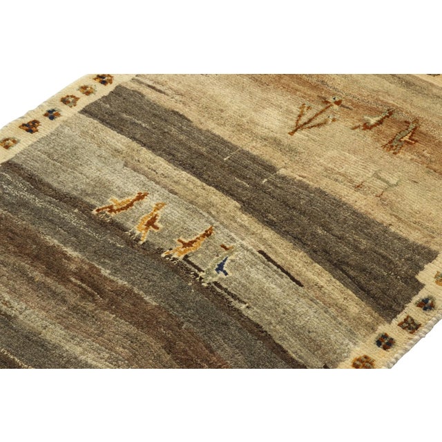 1950s Vintage Gabbeh Tribal Rug in Beige-Brown and Gray With Gold ...