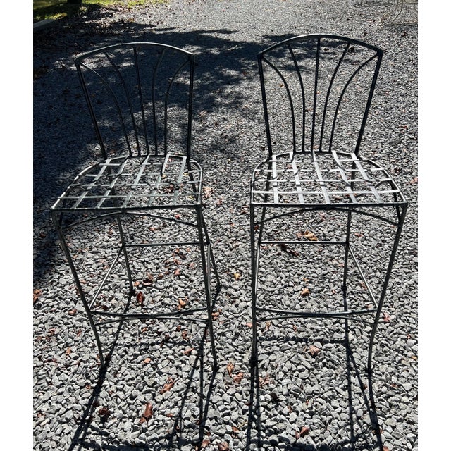 Contemporary Vintage Wrought Iron Barstools- Set of 2 For Sale - Image 3 of 4
