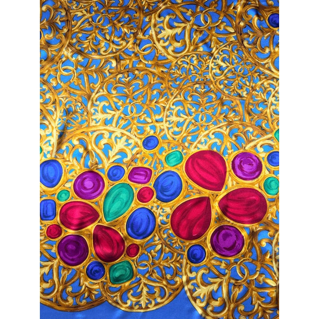 Chanel Chanel Large Silk Scarf Featuring Gripoix Jewelry, 1990 For Sale - Image 4 of 8