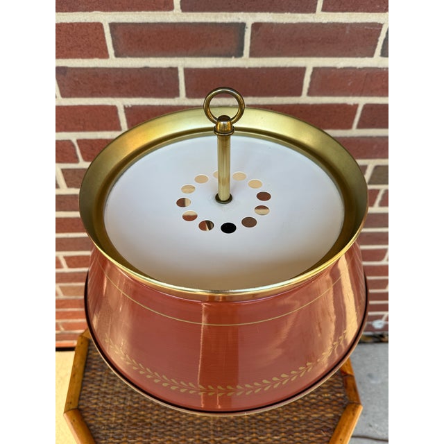 1960s Maison Janson Style Brass and Red Toleware Bouillotte Table Lamp For Sale - Image 12 of 12