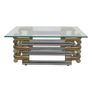 Brass and Steel Coffee Table, Italy, 1970 For Sale