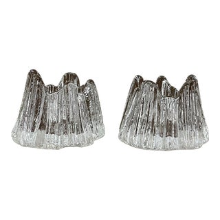 Vintage Nybro Swedish Art Glass Candle Holders - a Pair For Sale